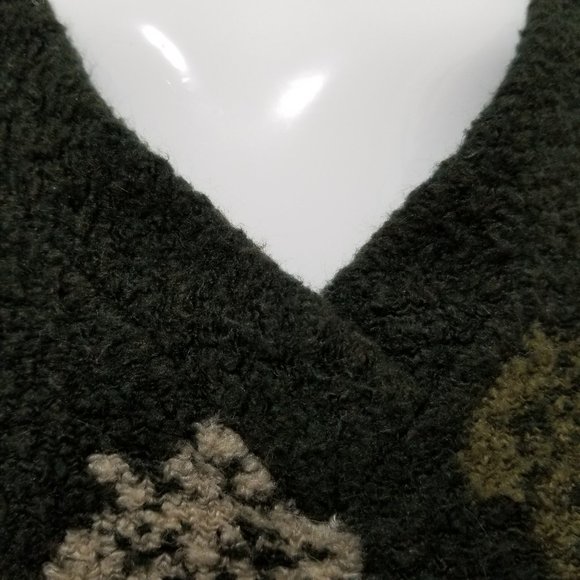 Woolrich sweater Medium fall outdoors leaf print v-neck fleece pullover VINTAGE - Picture 6 of 12